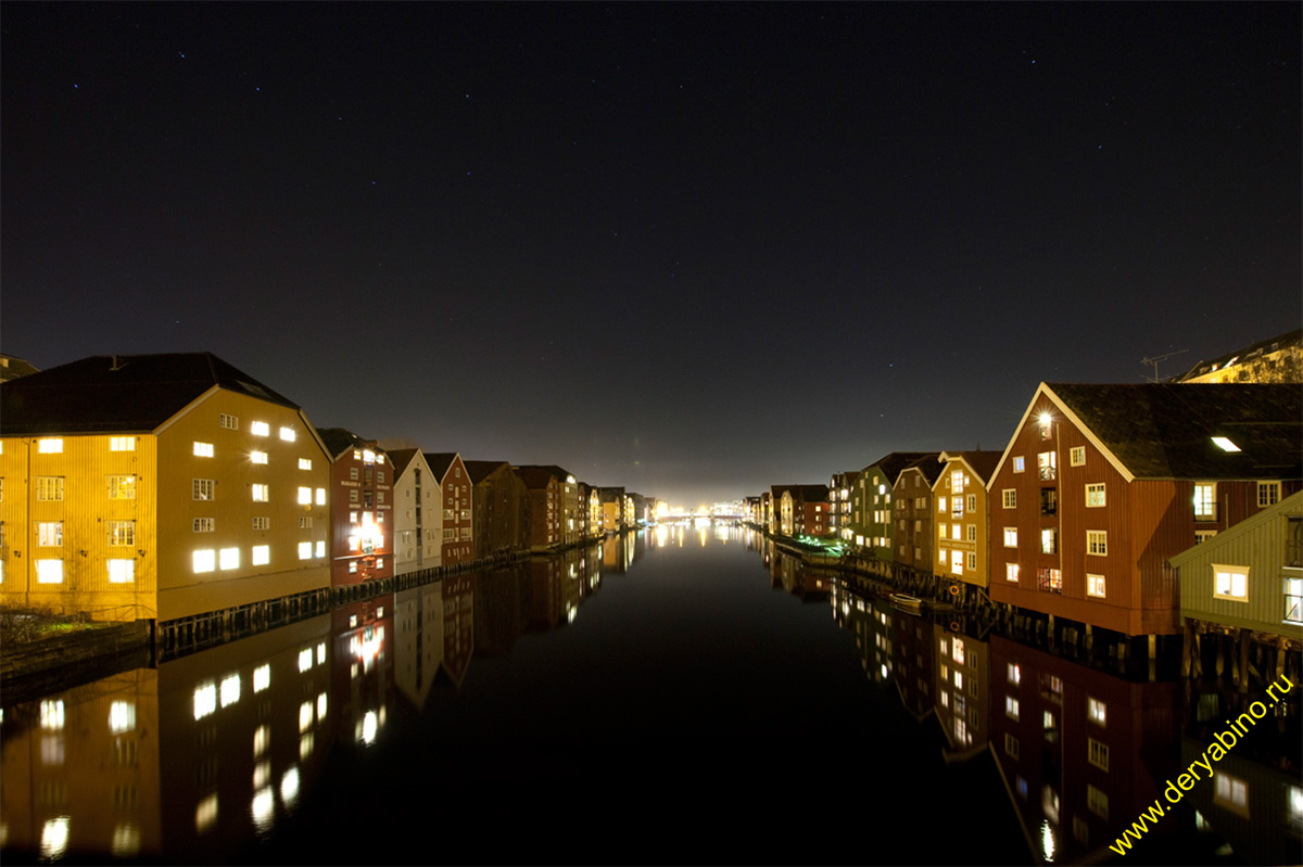   Trondheim Norway Old warehouses along Nidelven river